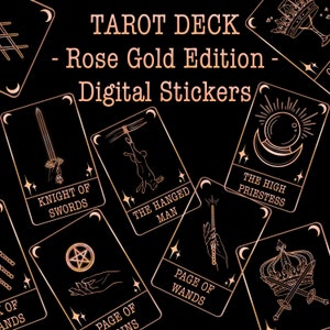 Baralho de Tarô - Rose Gold Edition - Adesivos Digitais - Cartas de Tarô - Transparente - Download Instantâneo