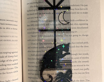 Window Cat Transparent Holographic Bookmark | Stained Glass Bookmarks | Fantasy Inspired | 2" x 8"