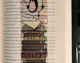 Dragon Book Guardian Transparent Holographic Bookmark | Stained Glass Bookmarks | Fantasy Inspired | 2" x 8"