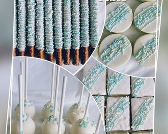 Baby Blue and White Party Themed Treats