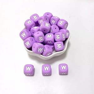 Purple Silicone Letter Beads - Mix & Match - BPA Free Alphabet Beads - Spell Names, Initials
