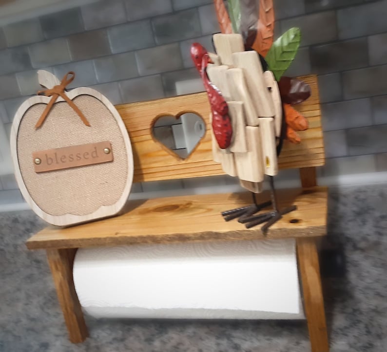 Primitive Paper Towel Holder/park Bench Decor/hanging Wooden Etsy