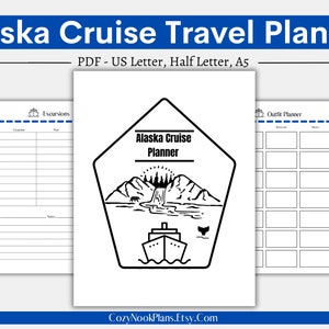 Alaska Cruise Planner, Alaska Cruise Vacation Planner, Alaska Cruise Travel Planner, Trip Planner, A5, Half Letter, Letter, Printable