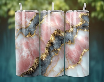 Pink Marble Seamless 20 oz Skinny Tumbler Sublimation Design, Pink Glitter Tumbler Wrap, PNG Instant DIGITAL ONLY, Sparkle 20oz Tumbler Wrap