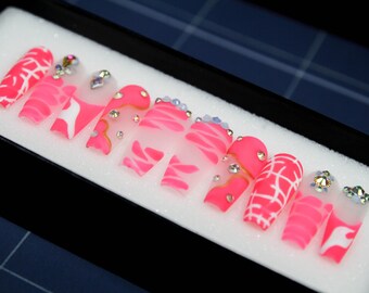 Strawberry Glitter Press On Nails | Handmade Gel X False Nails