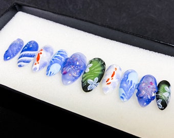 Ocean Vibe Press On Nails: Lucky Charm Glitter Stiletto