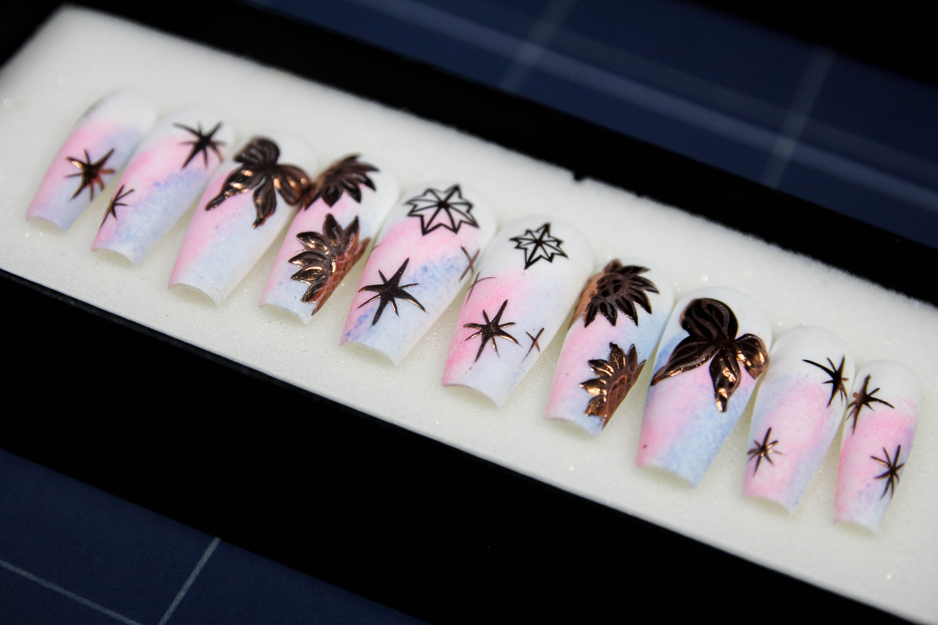 Elsa Press on Nails Glue on Nails Ombre Purple False Nails Etsy
