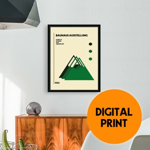 Downloadable print, Bauhaus Poster, Mid Century Modern, Abstract Art, Home Decor, PDF, Multi Dimensions