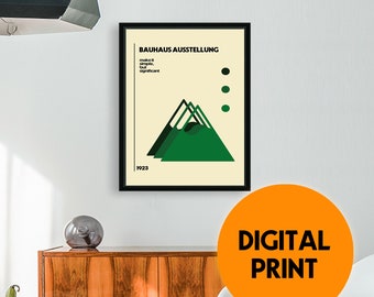 Downloadable print, Bauhaus Poster, Mid Century Modern, Abstract Art, Home Decor, PDF, Multi Dimensions