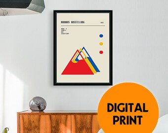 Downloadable print, Bauhaus Poster, Mid Century Modern, Abstract Art, Home Decor, PDF, Multi Dimensions