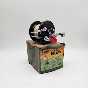 Vintage Penn #285 Delmar Fishing Reel...In Original Box with Manual and Grease...Works Well...Fishing Lodge Salvage