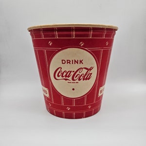 1950&#39;s Coca-Cola Popcorn Bucket...Movie Theatre Coke Bucket...Original