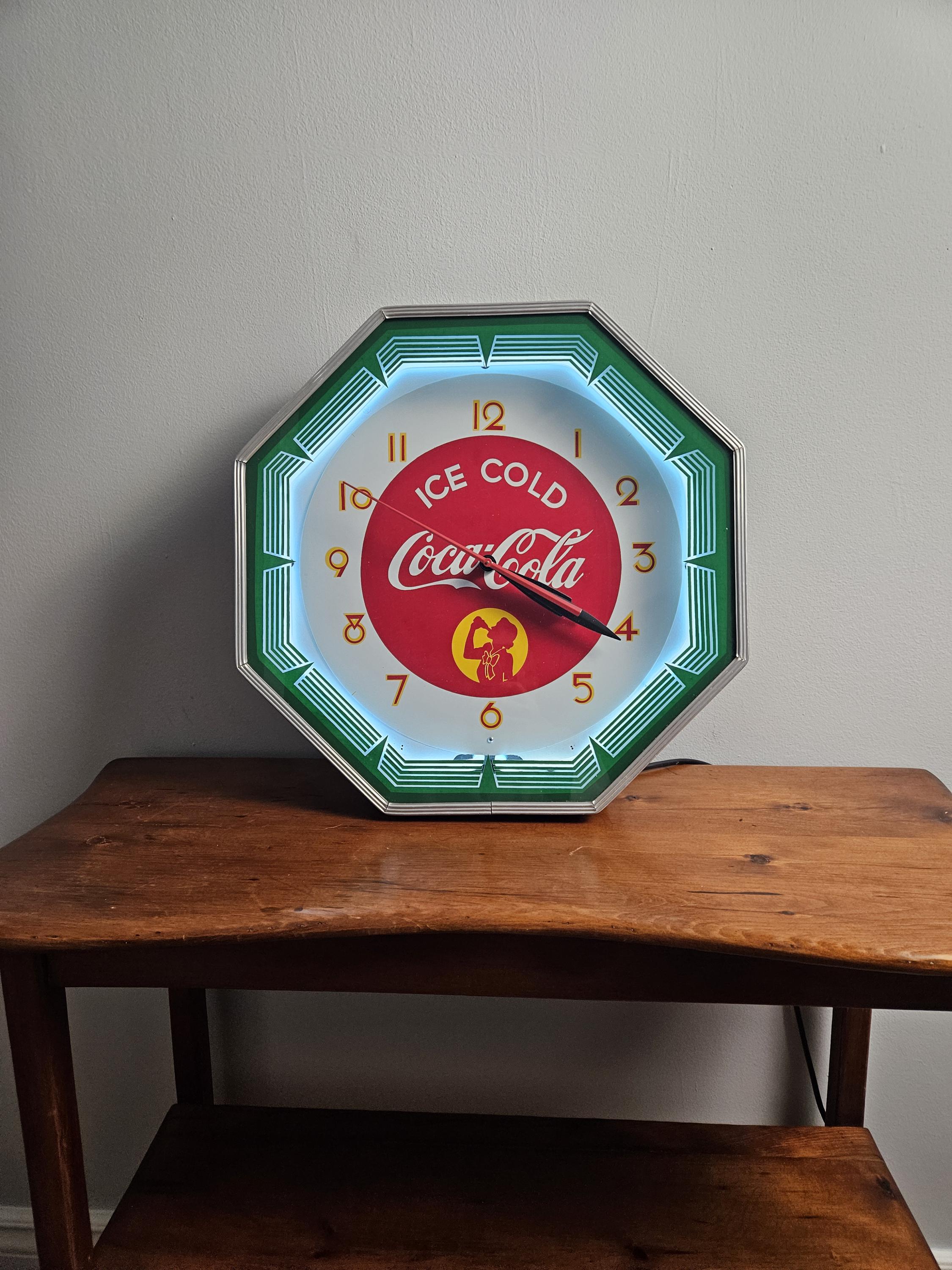 Coca-Cola レトロクロック 八角形 Coca-cola Octagon Neon Clock, 1941 Silhouette Girl Style - Etsy