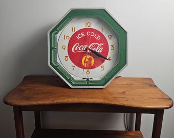 Coca-Cola 八角形掛時計 Coca-cola Octagon Neon Clock, 1941 Silhouette Girl Style - Etsy