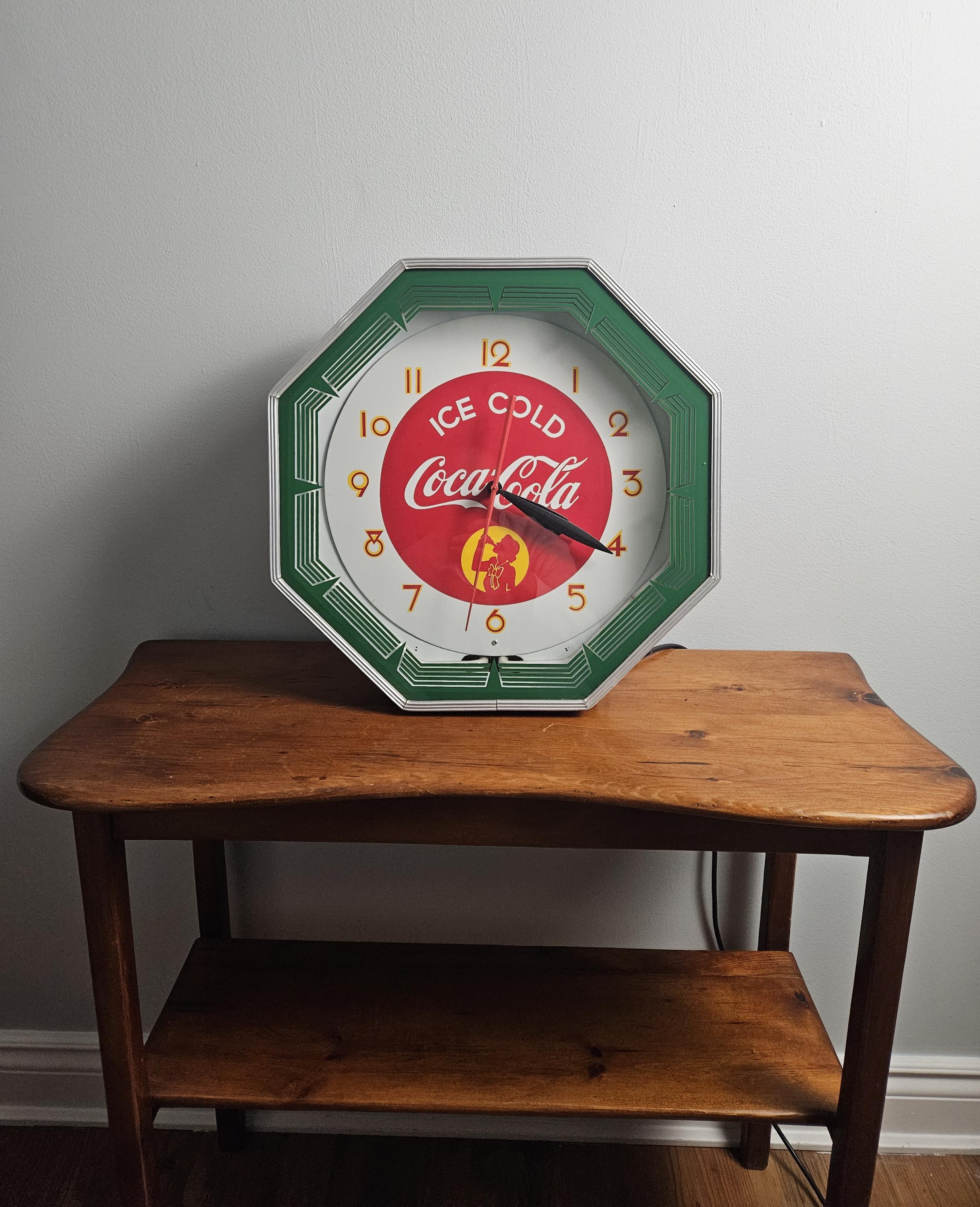 Coca-cola Octagon Neon Clock, 1941 Silhouette Girl Style - Etsy