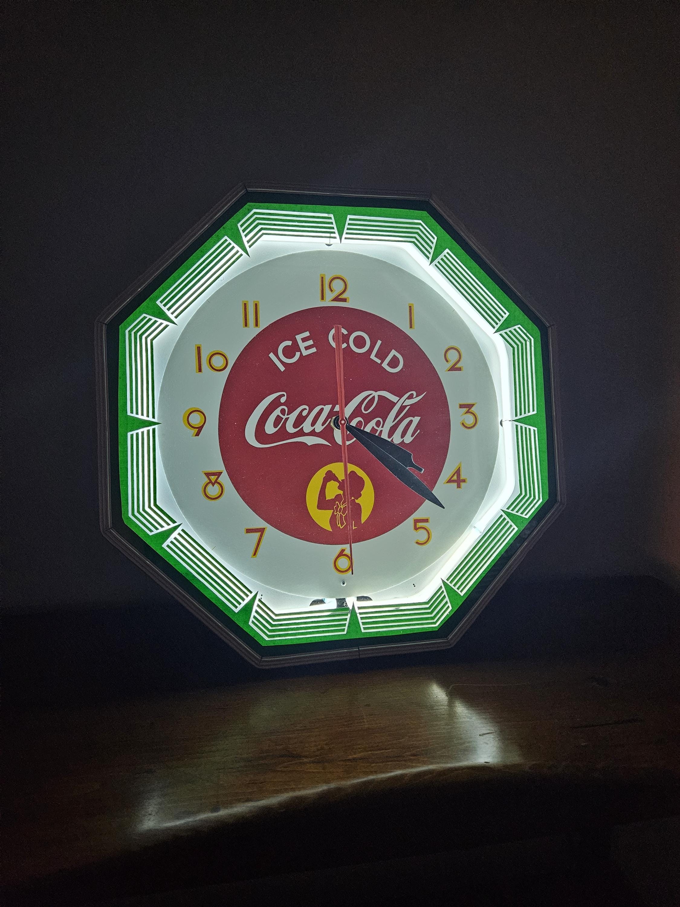 Coca-Cola 八角形掛時計 Coca-cola Octagon Neon Clock, 1941 Silhouette Girl Style - Etsy