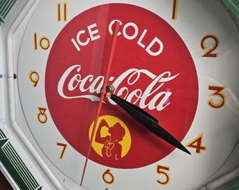 Coca-cola Octagon Neon Clock, 1941 Silhouette Girl Style - Etsy