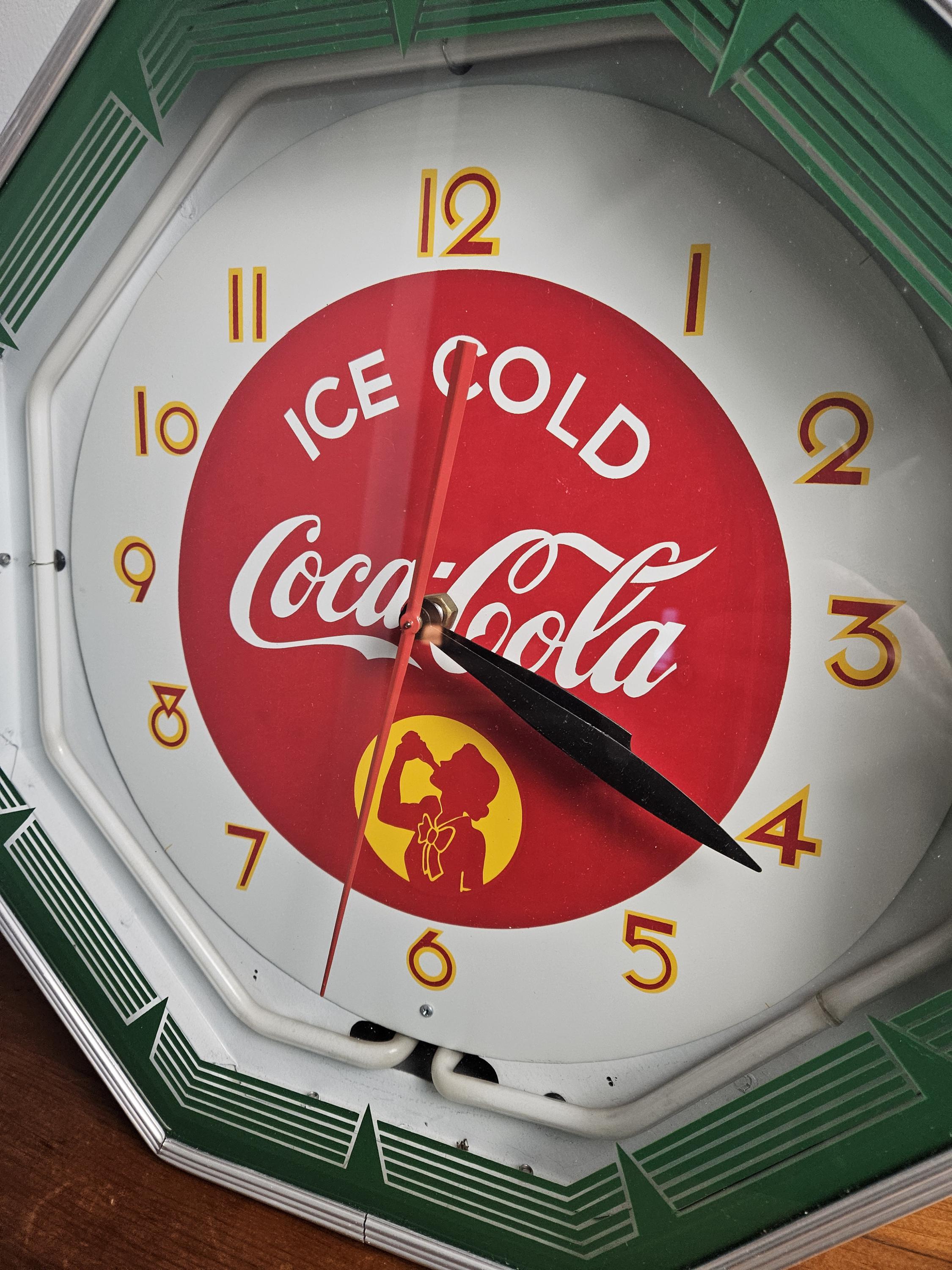 Coca-Cola レトロクロック 八角形 Coca-cola Octagon Neon Clock, 1941 Silhouette Girl Style - Etsy