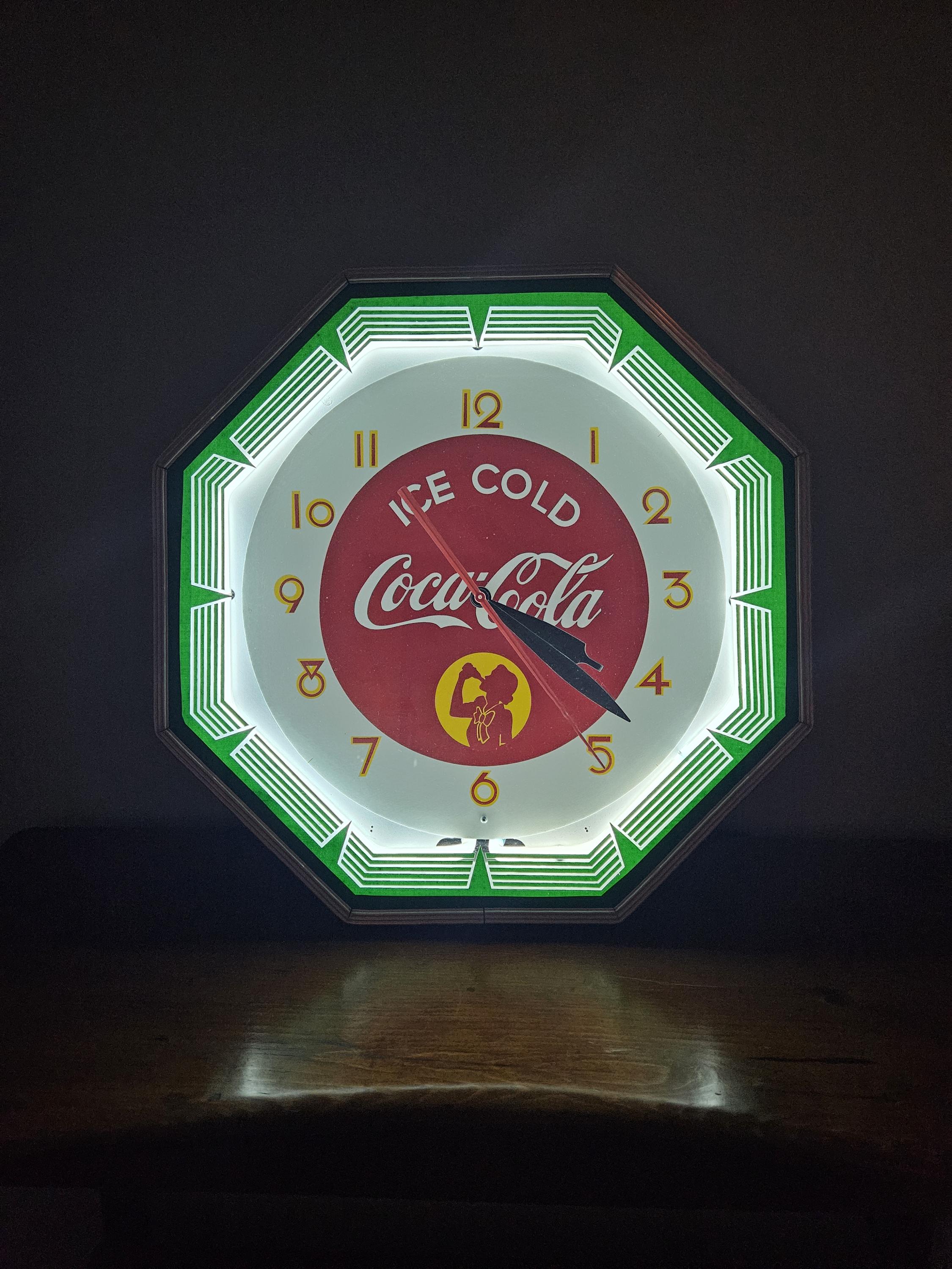 Coca-cola Octagon Neon Clock, 1941 Silhouette Girl Style - Etsy