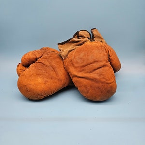 1930's 2 Pairs of Childs Boxing Gloves...Leather Set Made by Eaton's...Canadian Made