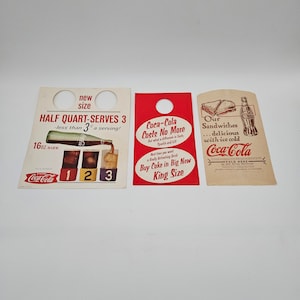 1930's to 1950's Coca Cola....Lot of 3 Paper Bottle Hangers and Bottle Wrap