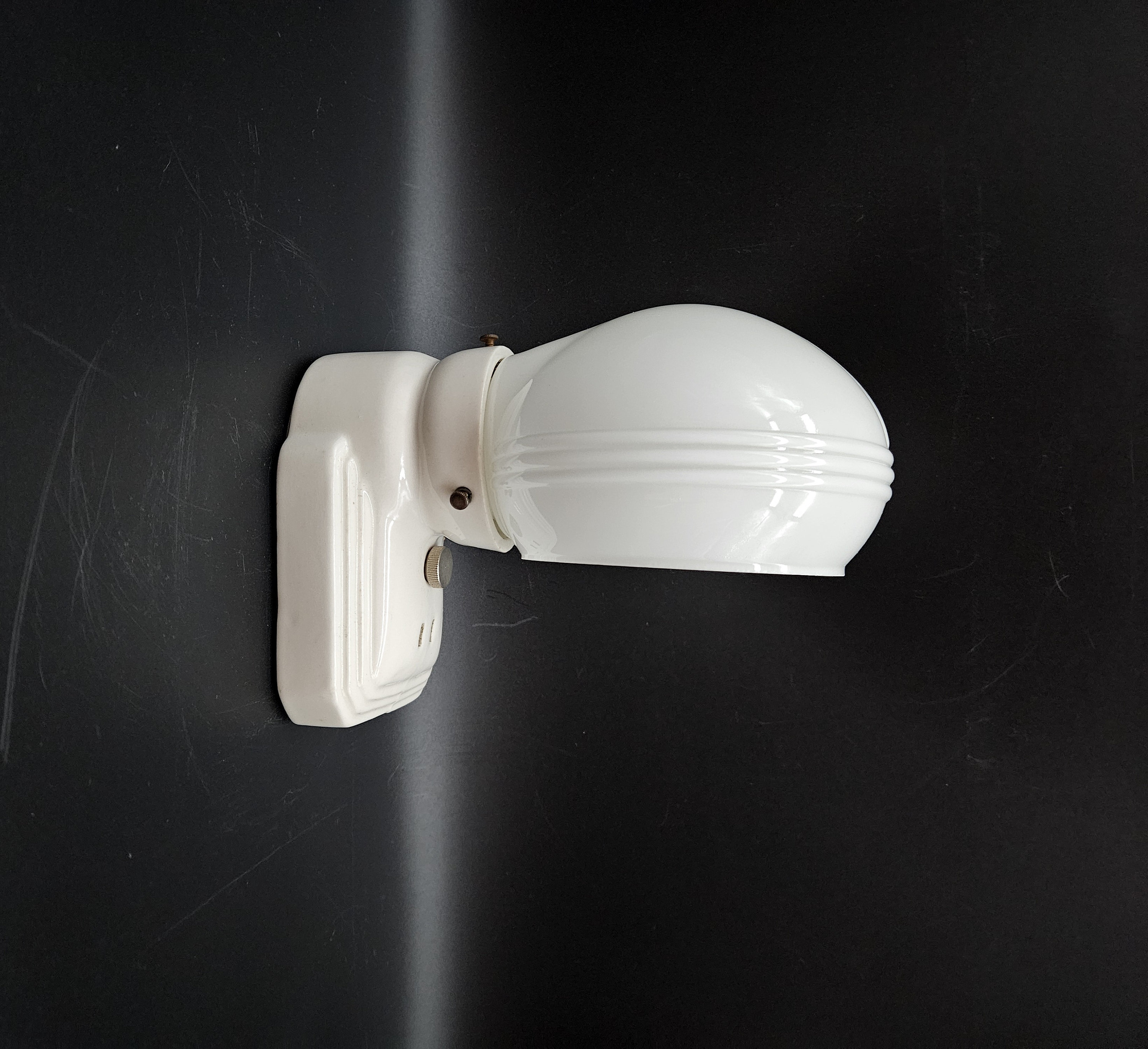 1930's Vintage...art Deco Porcelain Wall Sconce....hospital Salvage