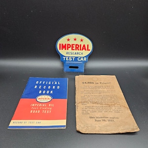 Rare Imperial 3 Star Test Car, Esso License Plate Topper. New Old Stock