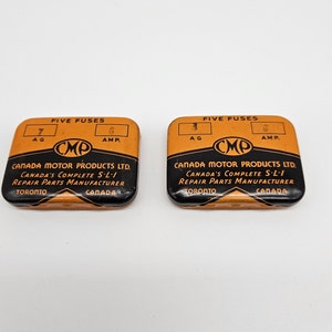 1940's Vintage C.M.P. Fuse Tins. Set of 2. Canada Motor Products