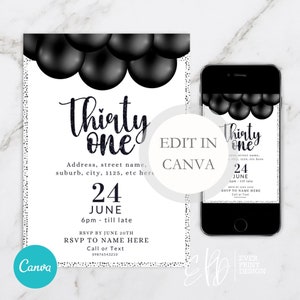 31st Birthday Invitation, Thirty First Birthday Invitation