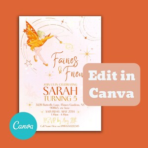 Fairy Birthday Invitation, Printable Personalised Fairy Birthday Invitation, Whimsical Enchanted Party Invite, Fairy, Friends, Canva