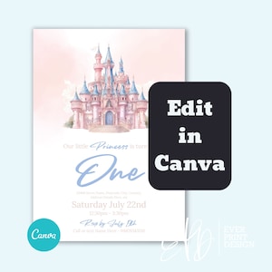 Fairytale Storybook Princess Birthday Invitation, Our Little Princess is One,  Pink Fairytale Birthday Invitation