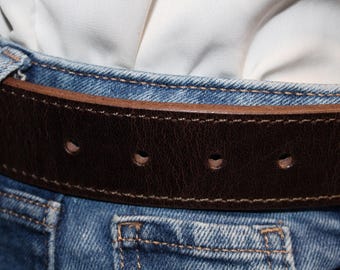 Water Buffalo Leather Belt Brown
