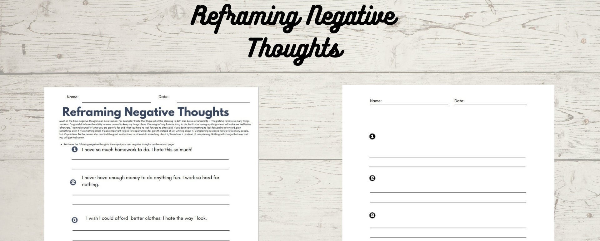 Reframing Negative Thoughts Worksheet - Etsy