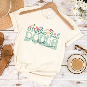 Doula Floral Women&#39;s Short Sleeve Tshirt Flowers Retro Birth Doula Birthworker Birth Team Gift For Doula Shirt