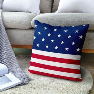 American flag outdoor throw pillow cover with zipper/ Patriotic decorative pillow cover cushion cover, 4th of July pillow