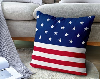 Fodera per cuscino da esterno con bandiera americana con cerniera/fodera per cuscino decorativa patriottica, cuscino del 4 luglio