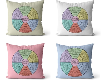 Feelings Wheel Pillow, Emotions Wheel Pillow, Wheel Of Emotions Pillow, Mental Health, Therapist Office Decor, Psychologist Decor, Counselor