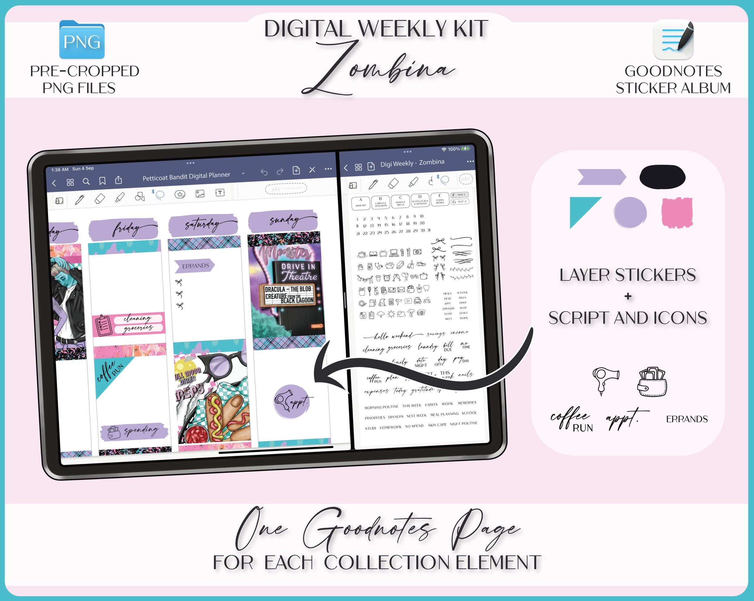 Digital Stickers for Goodnotes Weekly Planner Kit iPad - Etsy