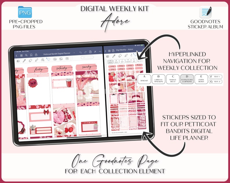 Digital Stickers for Goodnotes Weekly Planner Kit Ipad - Etsy