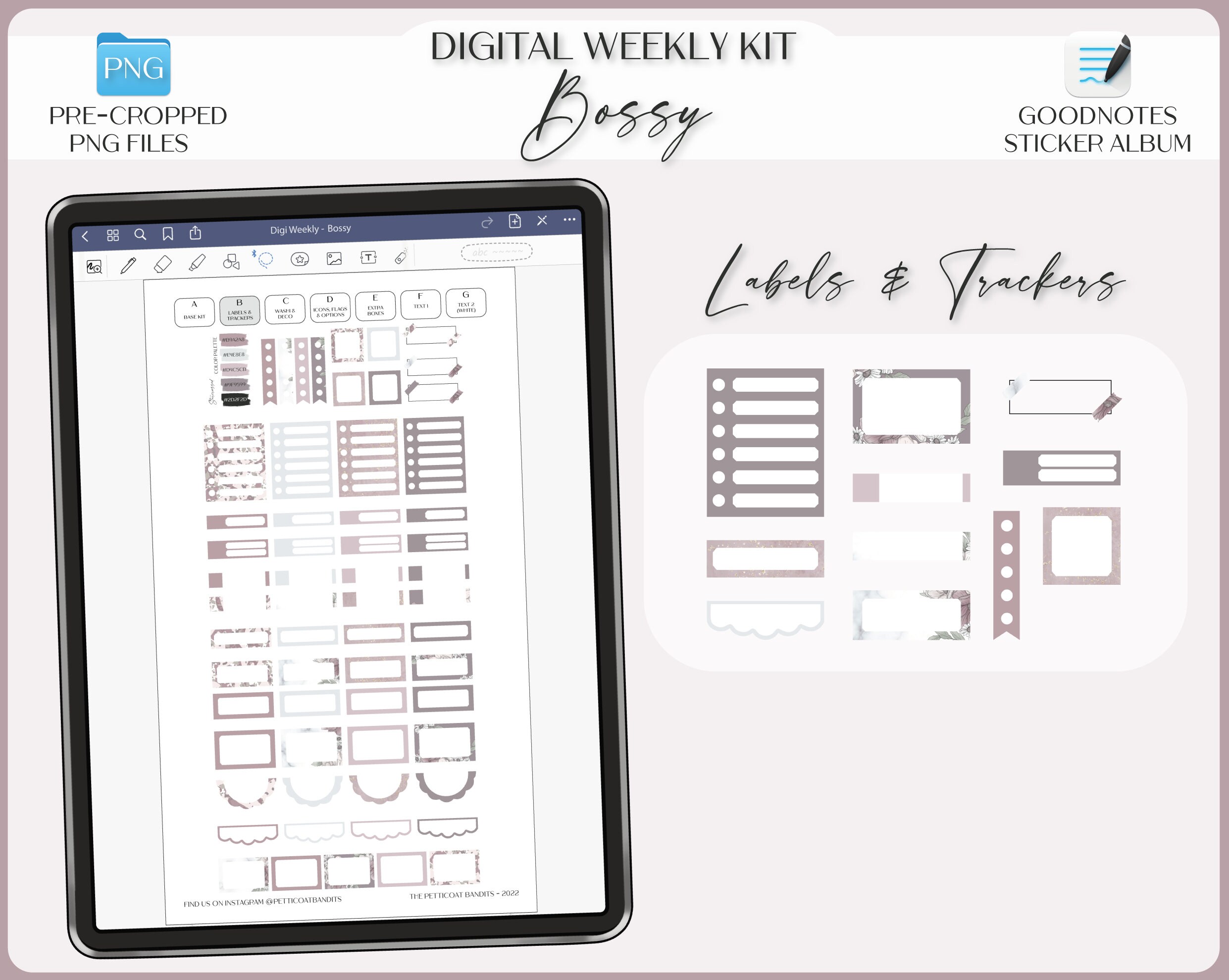Digital Stickers for Goodnotes Weekly Planner Kit iPad Etsy