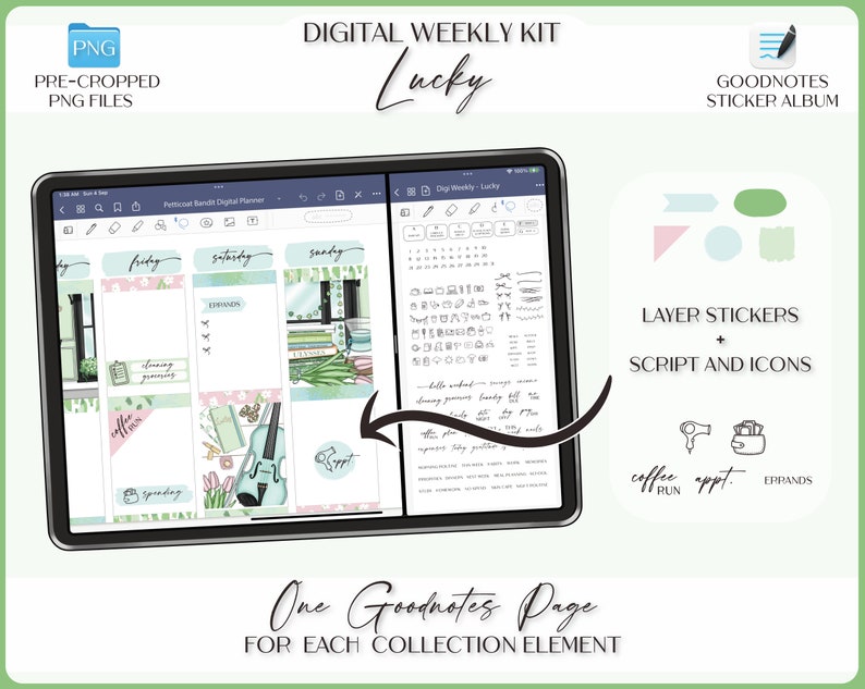 Digital Stickers for Goodnotes | Weekly Planner Kit | iPad Goodnotes ...