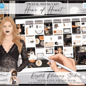 Digital stickers for GoodNotes | Weekly Planner Kit | iPad GoodNotes Sticker Book | Pre-cropped PNG Files | Digital Planning | Haus of Haunt