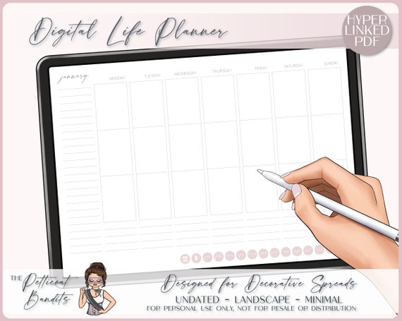 Undated Digital Life Planner | iPad Planner | Minimal Digital Planner | Android Planner | Digital Weekly Planner | Goodnotes iPad Planner