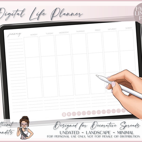 Undated Digital Life Planner | iPad Planner | Minimal Digital Planner | Android Planner | Digital Weekly Planner | Goodnotes iPad Planner