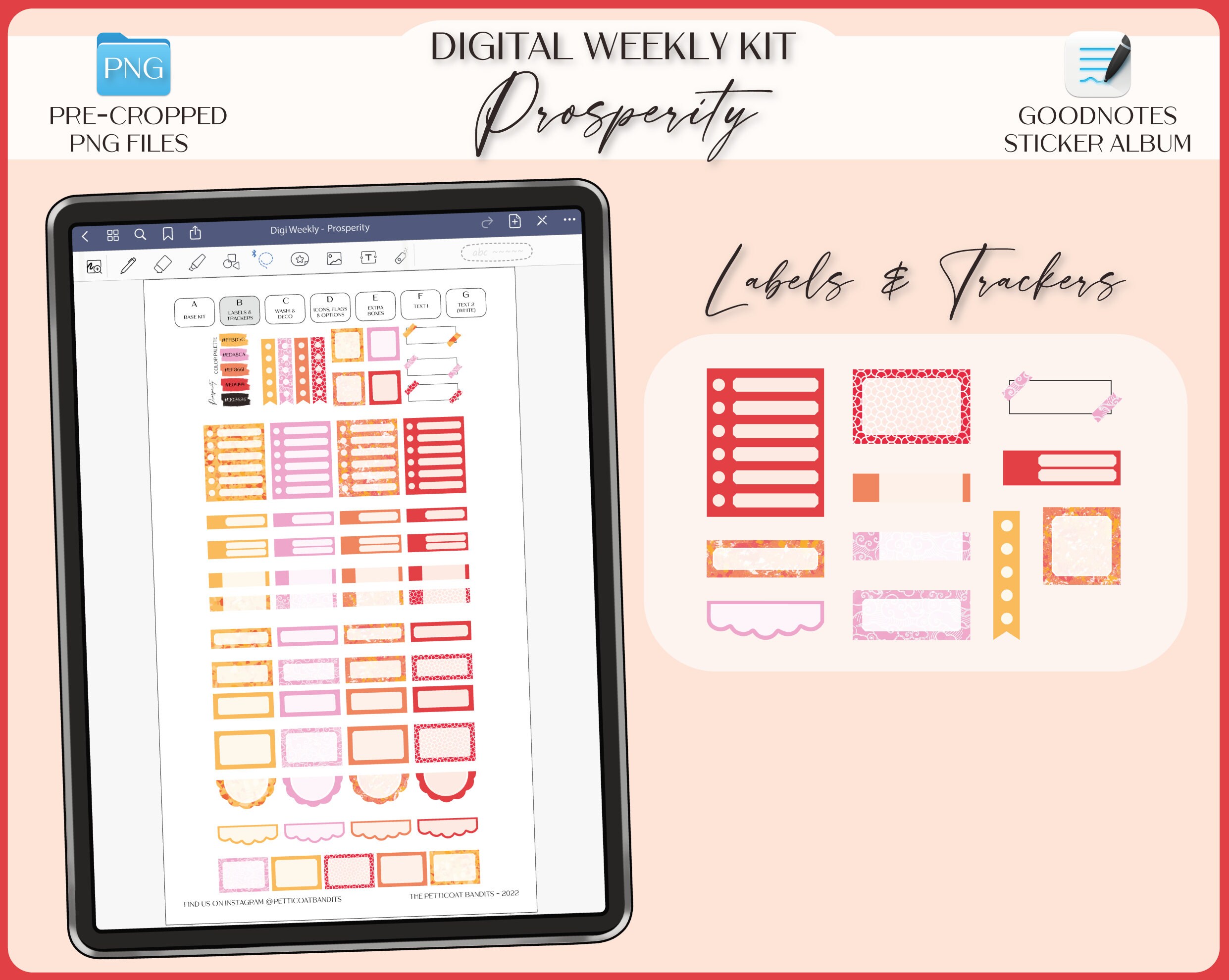 Digital Stickers for Goodnotes Weekly Planner Kit iPad Goodnotes ...
