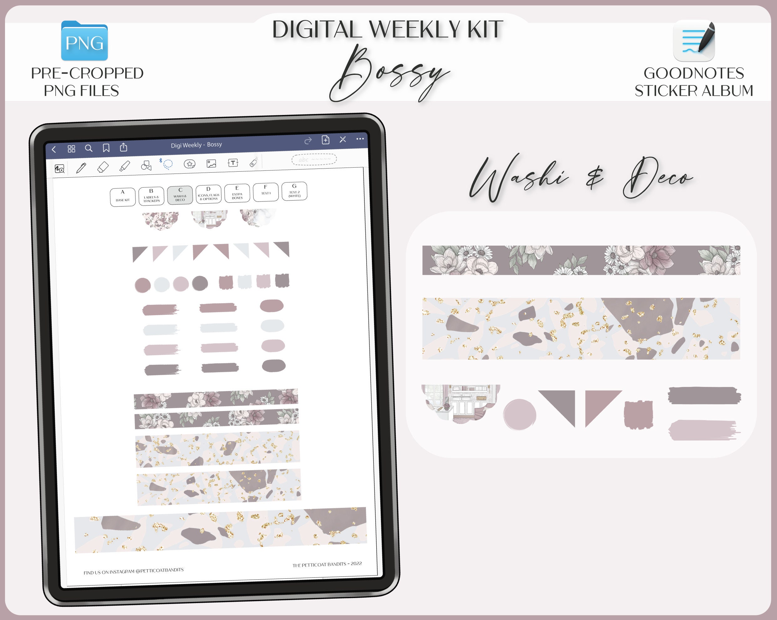 Digital Stickers for Goodnotes | Weekly Planner Kit | iPad Goodnotes ...
