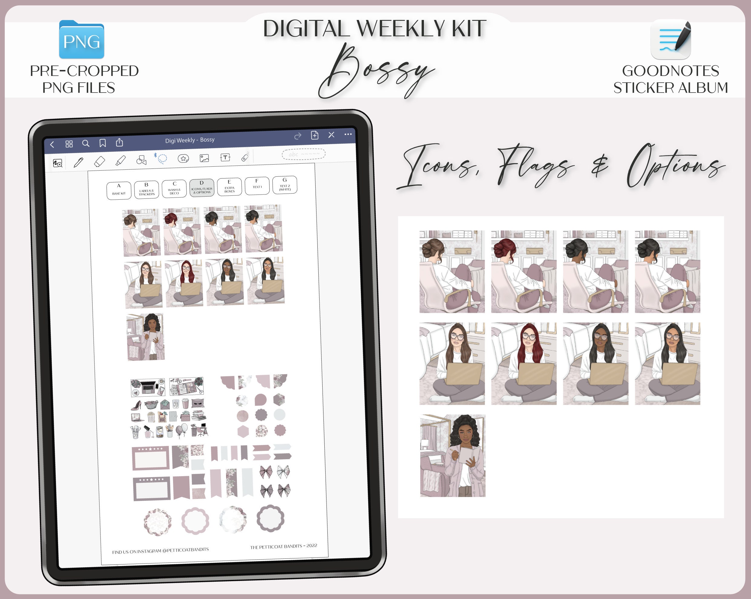 Digital Stickers for Goodnotes Weekly Planner Kit iPad - Etsy