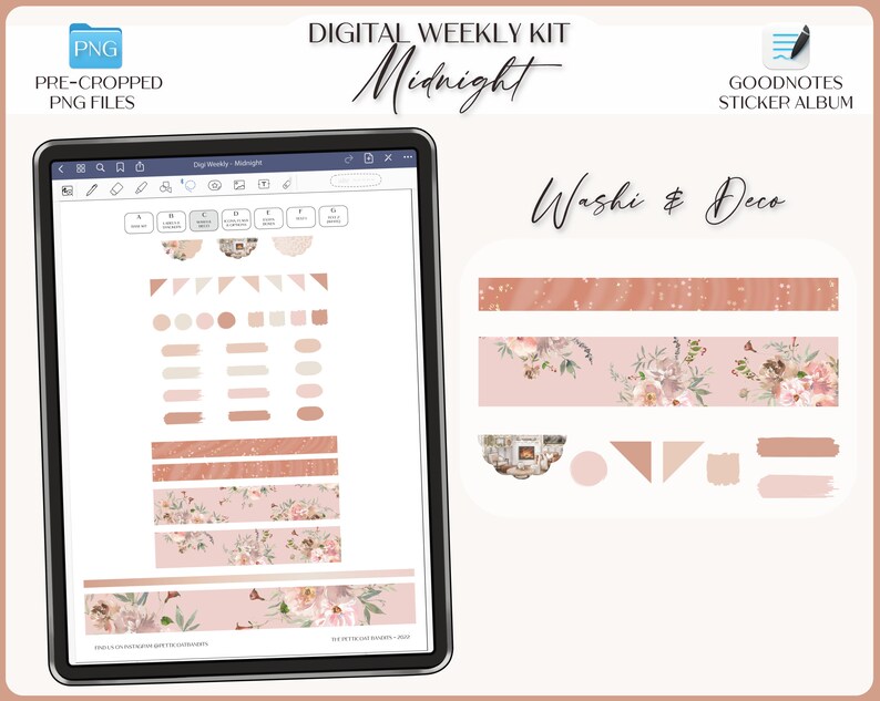Digital Stickers for Goodnotes Weekly Planner Kit iPad Goodnotes