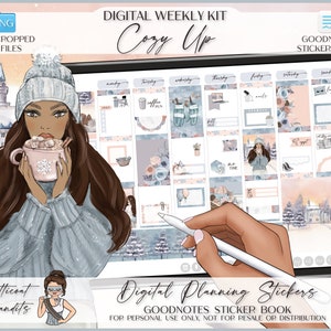 Digital stickers for GoodNotes | Weekly Planner Kit | iPad GoodNotes Sticker Book | Pre-cropped PNG Files | Digital Planning | Cozy Up