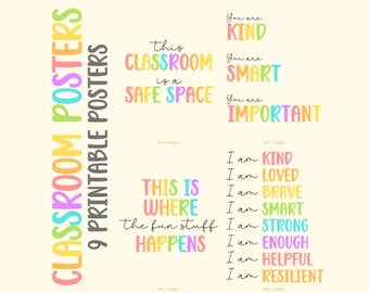 DIGITAL Positive Affirmations Poster, Classroom Art, Motivational Poster, Positive Classroom Decor, Playroom, Affirmations, Self-Esteem